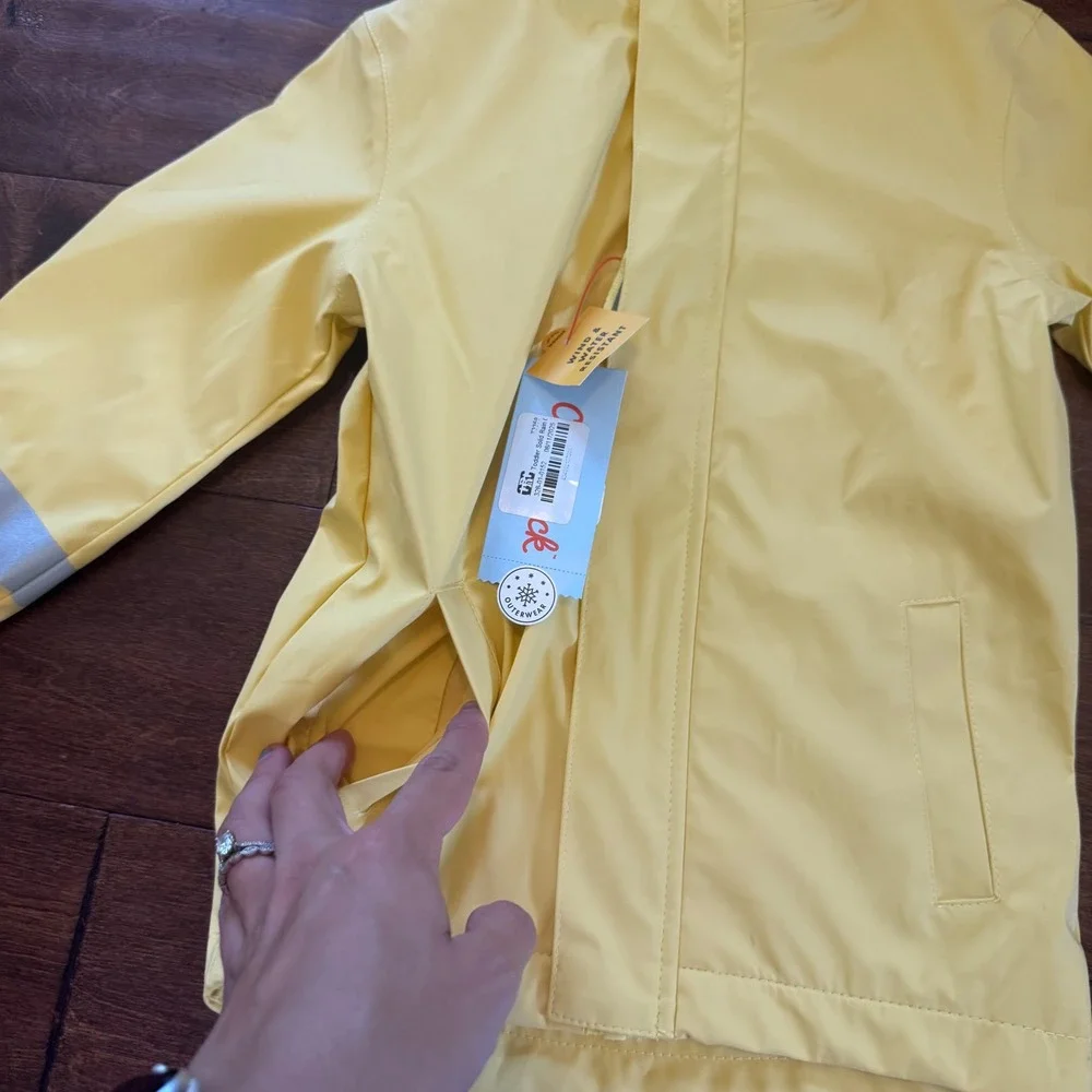 Cat & Jack Toddler Yellow Rain Jacket Wind Water Resistant Hooded Coat 2T NWT